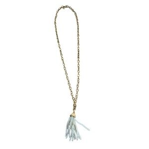 🆕 Adrienne Goldtone Tassel Necklace White 18” Chain 4” Tassel